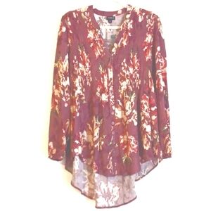 Torrid "Pink Floral" Smocked Hi-Lo Tunic in Size 10 (NWT)